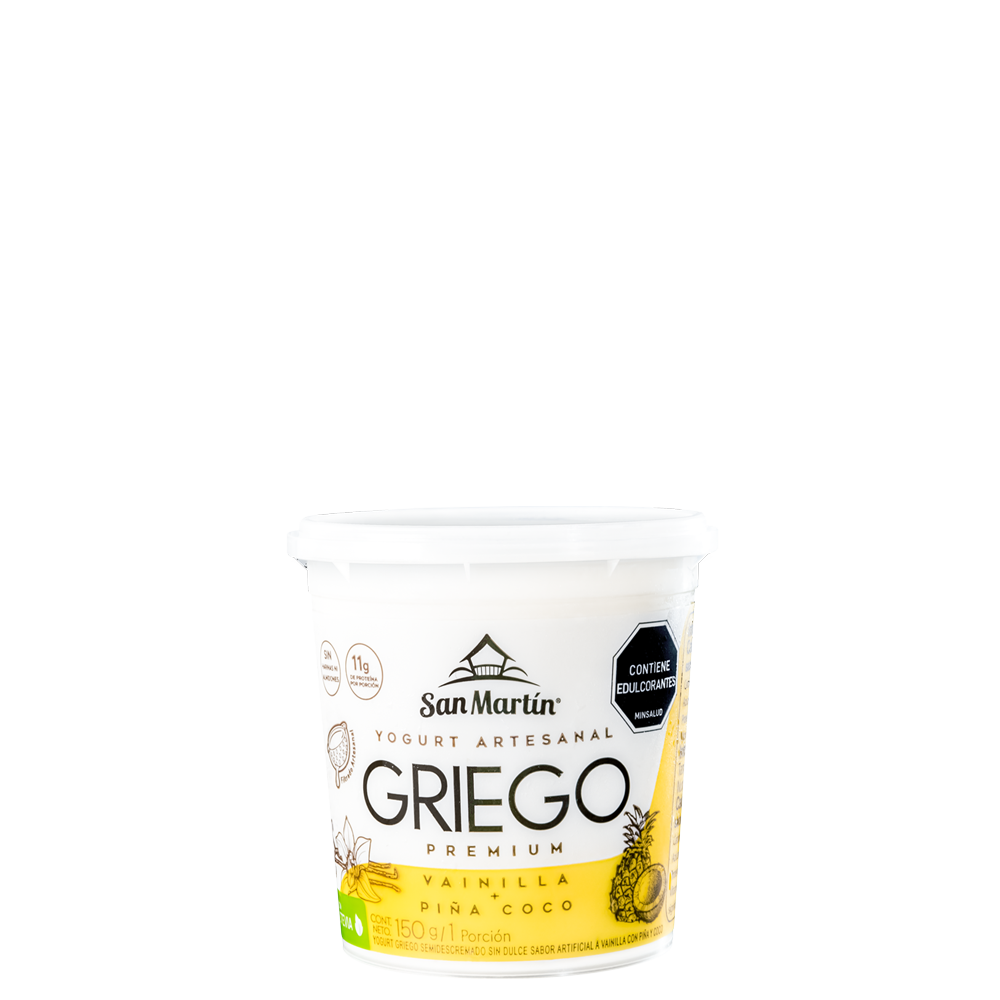 Yogurt artesanal premium vainilla + piña coco